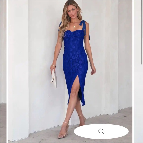 Vici Dresses & Skirts - Vici Blue ENDLESS LOVE STORY LACE MIDI DRESS